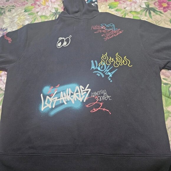 HOLLISTER GRAFFITI SPRAY PAINT LOOK HOODED SWEATSHIRT MENS XXL - Picture 2 of 10